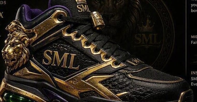 The Lion King GX on the shelf: black and gold with a sculpted lion head at the heel.