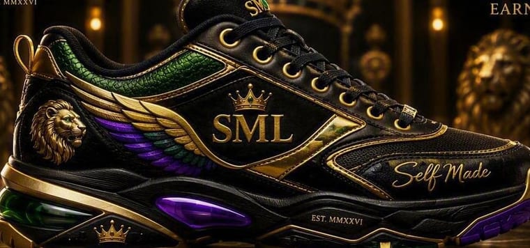 The Signature Edition on the shelf: black leather with a gold and purple wing across the side panel.